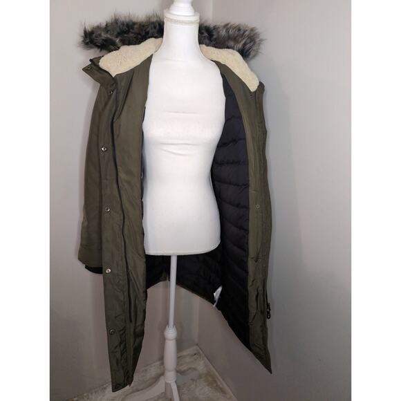 Stoic insulated outdoor winter down parka olive green coat med - Picture 9 of 13